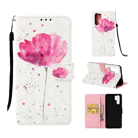 Huawei P30 Pro vaalea piste koriste nahkainen flip Suojakotelo - Punainen Kukka