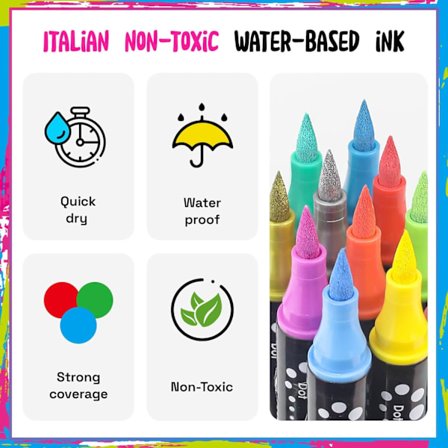 24 Farger Dobbel Tip Akryl Paint Markører, Fin Tip og Pensel Tip Permanente Akryl Paint Penner For Steinmaling, Lerret, Tre, Glass,