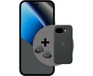 Google-Pixel 10a 256G Obsidian + Pixel 10a Case Obsidian + Pixel Buds 2a - Hazel-Google Pixel 10a med deksel og Buds 2a-Google Pixel