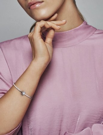 Pandora Silver Clip With Clear Cubic Zirconia - Silver - ONE SIZE