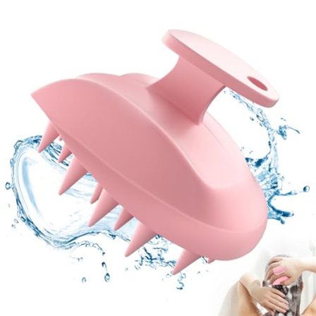 Silikon Hårbotten Massage Shampoo Borste för att Ta Bort Mjäll, Främja Hårväxt, Våt och Torr Hårbottenvård, Skonsam Exfoliering, Unisex (Rosa)