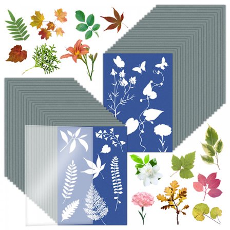 32 ark cyanotypi papir med 1 akrylplade, A5 solprintpapir kit, soltegning papir følsomhed naturtryk papir (5,8 x 8,3 tommer)