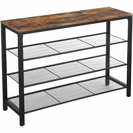 Rootz Skoskab - 4 lag - Skostativ - Skobænk - Rustik brun - Industriel - 100 x 30 x 72 cm