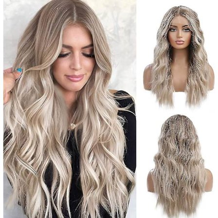 Lang Ombre Blond Hårbåndsparykk for Kvinner Naturlig Bølget Daglig Hår Syntetisk Hårbåndsparykker (FMY)