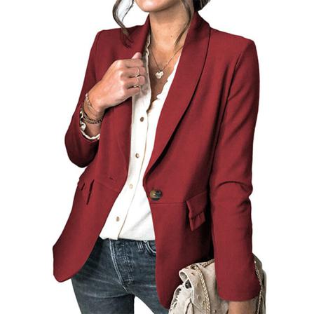 Damer A Single Button Blazer Kostym Plisserad Långärmad Ytterkläder
