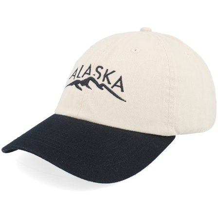 Wild Spirit - Beige unconstructed Cap - Alaska Mountains Washed Stone/Black Dat Cap / Unstructured @ Hatstore
