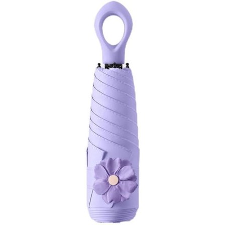 Mini sol paraply reseparaply ringhandtag beläggningsskikt tyg kompakt hopfällbart paraply/lätt liten bärbar ryggsäck/regn sol, lila