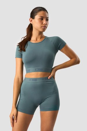 ICANIWILL - Define Seamless Logo T-shirt Crop Top Jungle Green - Damen - ICIW
