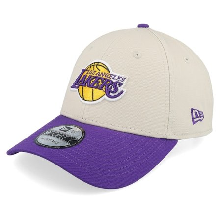 New Era - NBA Beige adjustable Czapka Z Daszkiem - Los Angeles Lakers Colour Block 9FORTY Stone/Purple Adjustable @ Hatstore