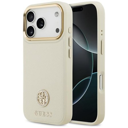 Guess Grained Strass Logo MagSafe-fodral för iPhone 17 Pro - beige