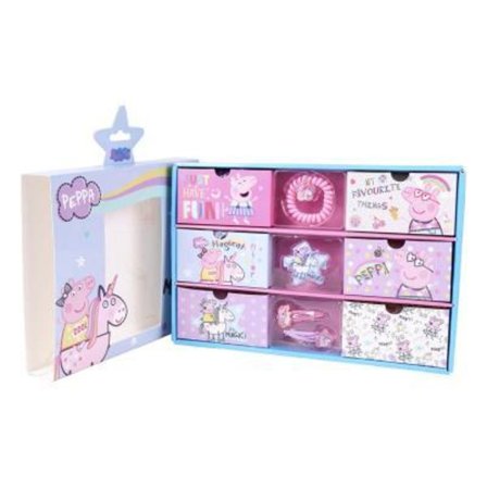 Peppa pig hårtilbehør 11 dele kasser greta gris hovedbøjle