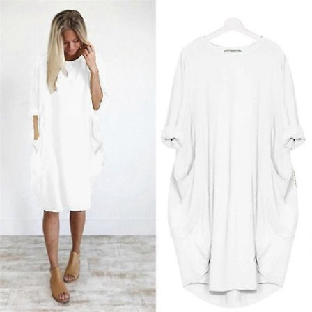 Oversized Tunika Klänning Dam Långärmad Lös Baggy T-shirt Toppar
