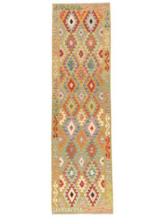 Kelim Afghan Old Style Teppe 85X300Løpere Brun/Oransje Ull, Afghanistan