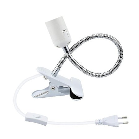 Ny passende E27 klipslyspæreholder med bryter bordlampe fotklips med 360 graders svanehals for plantelampe-WELLNGS