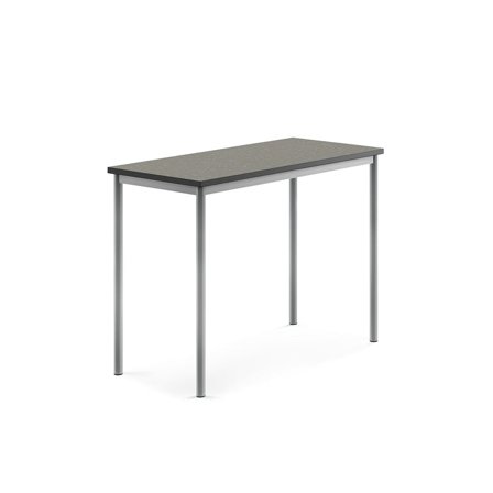 Desk SONITUS, 1200x600x900 mm, dark grey linoleum, alu grey