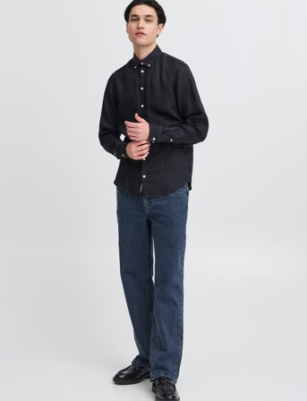 Casual Friday Cfanton Bd Ls Linen Shirt - Black - S