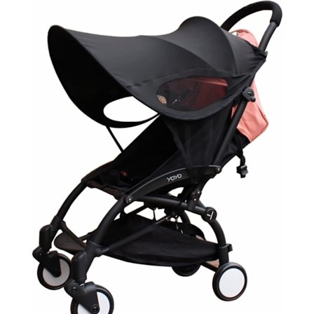 Universellt Solskydd för Barnvagn, Bekväm och Ventilerande Sufflett, UPF50+ UV-Skydd, Vindtätt Skyddande Överdrag, Solskydd för Hopfällbar Barnvagn