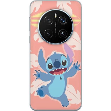 Kompatibel Mobilcover til Honor Magic7 Pro Glad illustration af Stitch der hopper foran lyserød baggrund med surfbræt