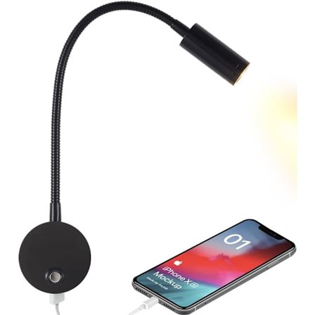 Dimbar läslampa för husbil med USB-anslutning, DC 12 V interiör