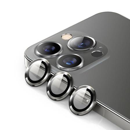 ENKAY iPhone 13 Pro Max / 13 Pro 9H alumiini karkaistua lasia kameran linssin suojus - Grafiitti Transparent
