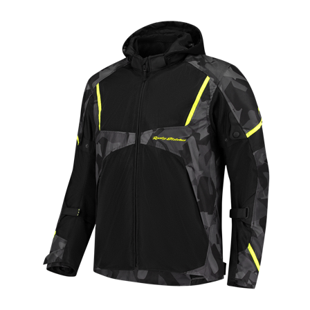 Blouson Moto Rusty Stitches Carlo Noir/Camouflage/Jaune M
