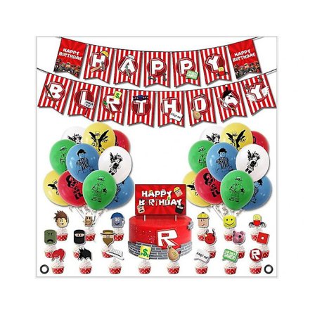 Roblox festartikler balloner kagepynt banner fødselsdag dekorationer spil LANG