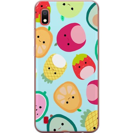 Kompatibel Mobilcover til Samsung Galaxy A10 Mønster af kawaii frugter som jordbær citron ananas og avocado på lyseblå baggrund