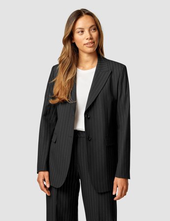 Shaping New Tomorrow - Dame - Essential Blazer - Black Silver Pinstripe - Regular - Størrelse M