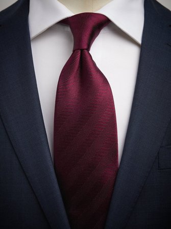 John Henric Men's Burgundy Tie Herringbone Size 8