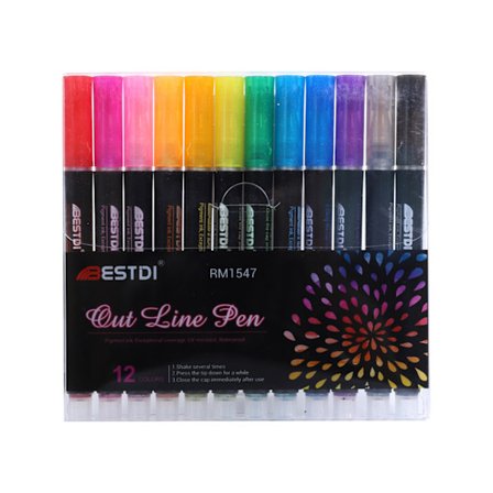 12 st Double Line Metallic Pen Glitter Dazzle Pen för barn