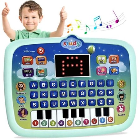 Baby Tablet Multifunksjonell bærbar datamaskin leketøy, lærings- og utdanningsleker for læring med lys og musikk interaktiv for barn_TF_TF