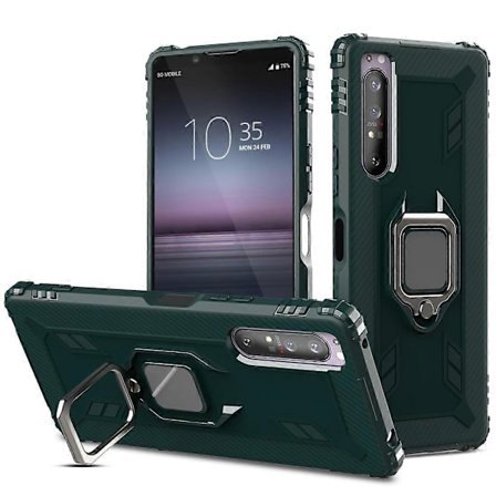 Karbonfiber Beskyttelsesdeksel med 360 Graders Roterende Ringholder Kompatibel med Sony Xperia 1 II-WELLNGS