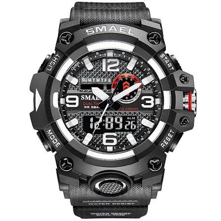 Smael Digital Herr Militär Klockor Dual Time Vattentät Lyx Topp Watch Herr Sport Led Quartz Analog Armbandsur Herr