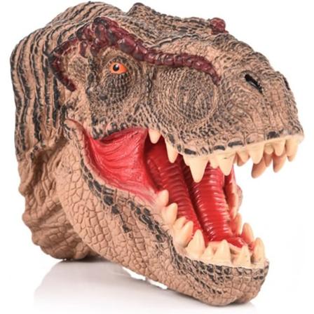 Galaxy 1st Pehmeä kumieläinmalli käsi nukke lapsille ja aikuisille juhlatarvikkeet, ruskea tyrannosaurus väri 1