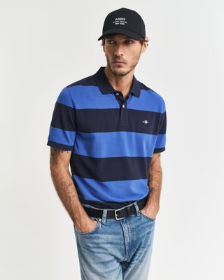 GANT - Blokkstripet piké-poloskjorte til herre rich blue