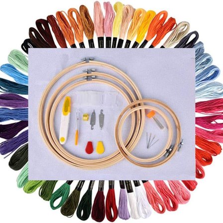 154-delars broderikit med instruktioner, 100 färgade trådar, 5 delar