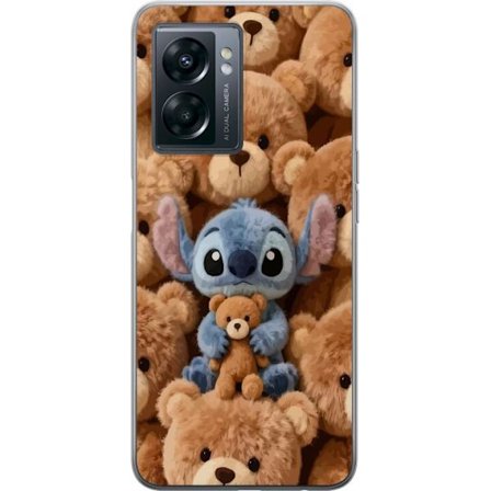 Kompatibel Mobilcover til OnePlus Nord N300 Stitch omgivet af brune teddybjørne med en lille teddybjørn i armene i en sød og hyggelig kawaii-design