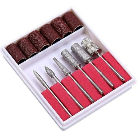 Nagelborr- och slipbandset, utbytbara elektriska nagelborr för nagelfilning med 6 borr och 6 slipband