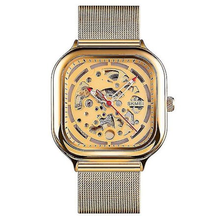 Skmei 9184 Men Square Tourbillon Automatisk Mekanisk Watch Guld