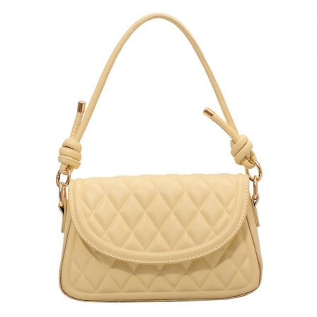 Tekstur Liten Firkantet Veske Kvinners Diagonal Broderitråd Romb All-match Kvinners Veske Kjedeveske Gul