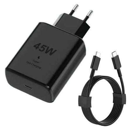 45W USB-C GaN Hurtiglader med 1m Kabel for Samsung, iPhone, iPad & Android Svart