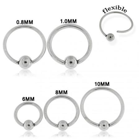 Flexibel Bcr Piercing I Ip Titaniumpläterad 316l Kirurgiskt Stål 10 Mm I Diameter X 1 Mm 18g