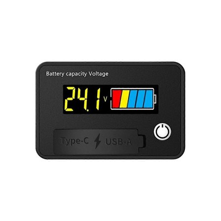 DC 8-30V LCD Digital Batterivoltmeter Kapasitetsindikator Litiumsyre Batterispenningstester Måleverktøy TypeC Utgang,C