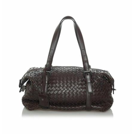 Bottega Veneta Vintage, Intrecciato Shoulder Bag Bruin, Dames, Maat:ONE Size,leer