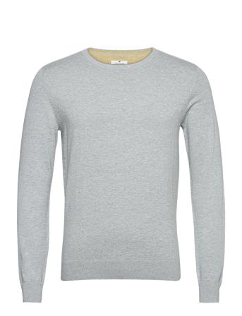 Basic Crew N Strikket Trøje Med Rund Hals Grå Tom Tailor