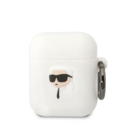 Karl Lagerfeld KLA2RUNIKH AirPods 1/2 cover hvid/hvid Silikone Karl Head 3D