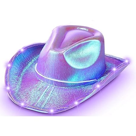 Neon Glitter Cowboy -hattu - Hauska Party Disco Cowgirl -hattu