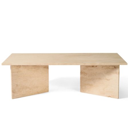 Vega Couchtisch, Travertin-Marmor | 140x70x42cm, Beige Naturstein-Optik, Moderner Wohnzimmertisch, Rechteckig, Natürliches Design für Heim.