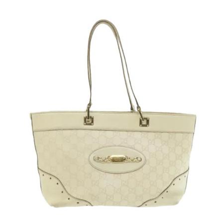 Gucci Vintage Pre-owned Leather totes Hvid, Dame Vintage Tasker, Størrelse: ONE Size