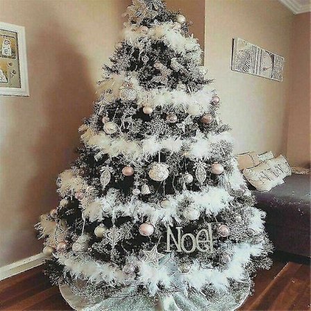 Joulukuusi Valkoinen Höyhen Boa Nauha Joulu Nauha Juhla Garland Koristelu 2m Zszjbv53